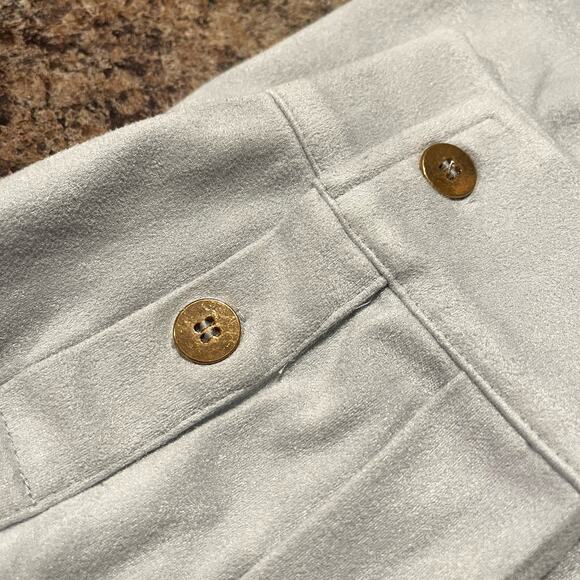 Gretchen Scott Womens Top Faux Suede Polo 3/4 Sleeve Hidden Button Blue Large JD - Picture 5 of 6